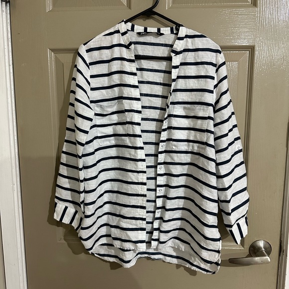 Zara striped linen shirt, - Picture 3 of 3